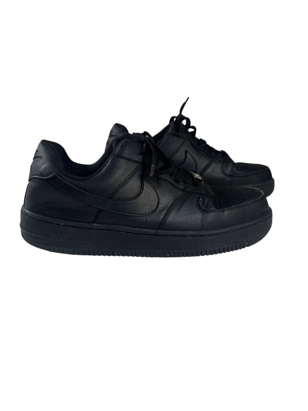 Nike‎ Air Force 1 Leather Low Sneakers Womens Size 11 Triple Black 2007